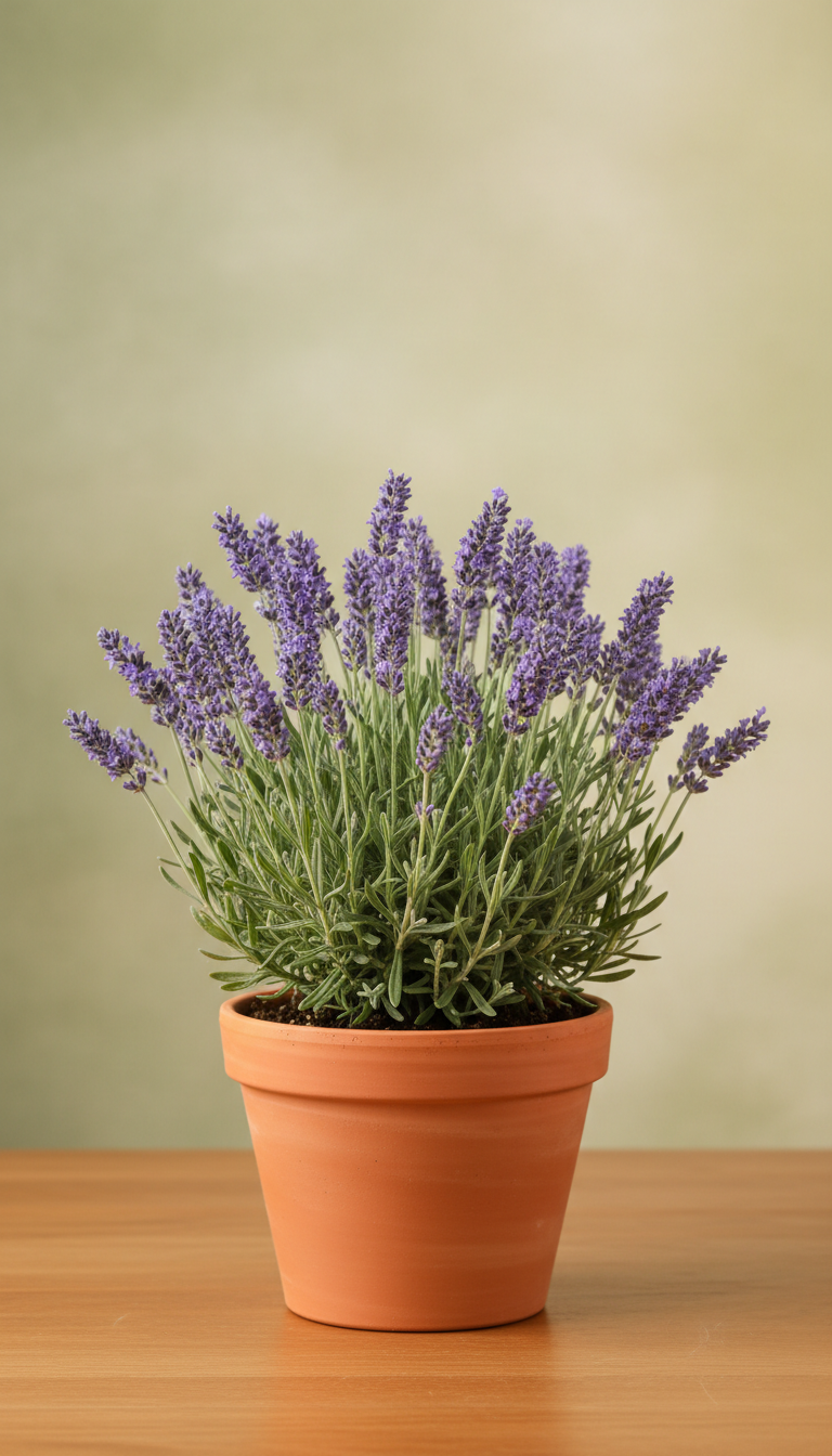 Flowering lavender plant ready for transplant